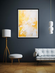 White Yellow Abstract Painting Canvas Art Print