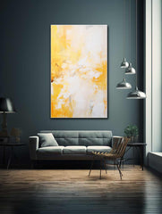 White Yellow Abstract Painting Canvas Art Print