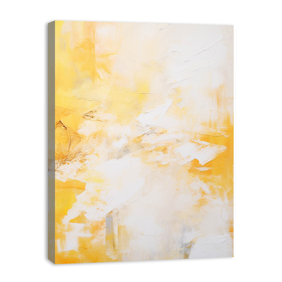 White Yellow Abstract Painting Canvas Art Print