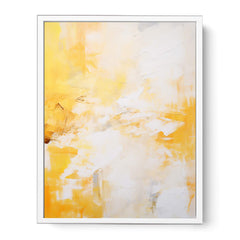 White Yellow Abstract Painting Canvas Art Print