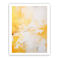 White Yellow Abstract Painting Canvas Art Print