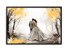 Couple Yellow Grey Art Painting Canvas Art Print