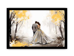 Couple Yellow Grey Art Painting Canvas Art Print