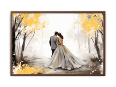Couple Yellow Grey Art Painting Canvas Art Print
