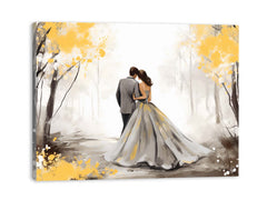 Couple Yellow Grey Art Painting Canvas Art Print