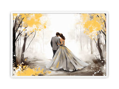 Couple Yellow Grey Art Painting Canvas Art Print