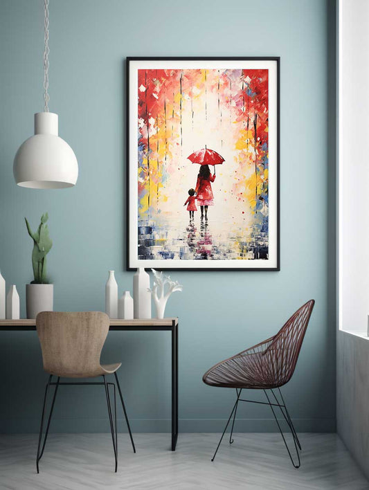 Kid Umbrella Art Painting Canvas Art Print