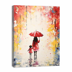 Kid Umbrella Art Painting Canvas Art Print