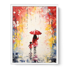 Kid Umbrella Art Painting Canvas Art Print