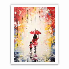 Kid Umbrella Art Painting Canvas Art Print