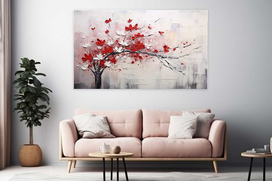 Red White Art Painting Canvas Art Print