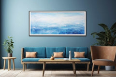 White Blue Art Painting Canvas Art Print