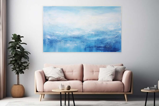 White Blue Art Painting Canvas Art Print