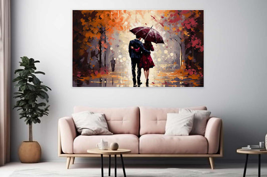 Couple Umbrella Art Painting Canvas Art Print