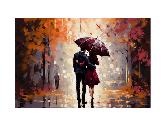 Couple Umbrella Art Painting Canvas Art Print