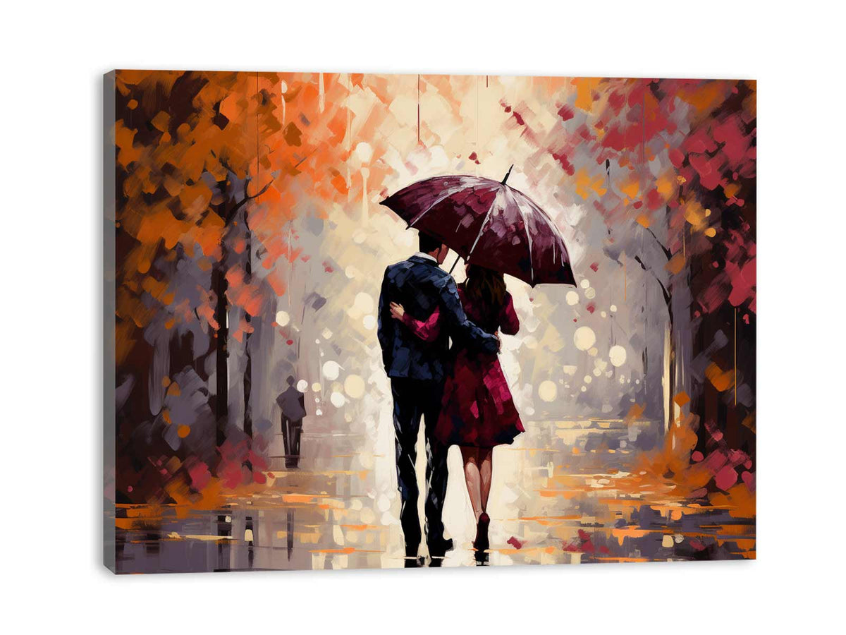 Couple Umbrella Art Painting Canvas Art Print