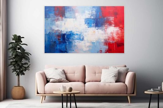 Blue Red Abstract Art Painting on Canvas