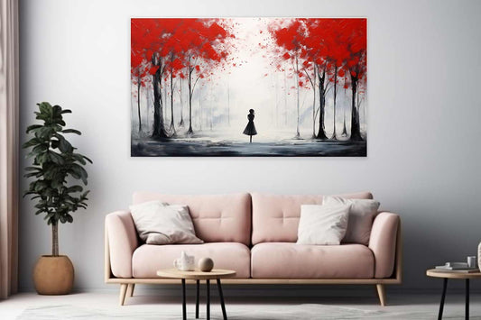 Red Tree Art Painting Canvas Art Print