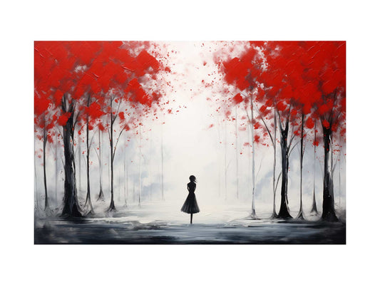 Red Tree Art Painting Canvas Art Print