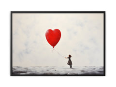 White Red Balloon Painting Canvas  Art Print