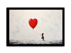 White Red Balloon Painting Canvas  Art Print