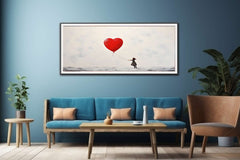 White Red Balloon Painting Canvas  Art Print