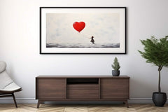 White Red Balloon Painting Canvas  Art Print