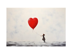 White Red Balloon Painting Canvas  Art Print