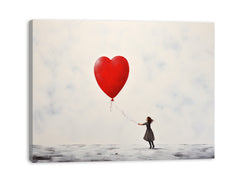 White Red Balloon Painting Canvas  Art Print