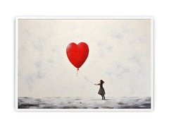 White Red Balloon Painting Canvas  Art Print