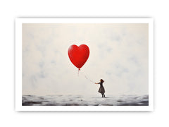 White Red Balloon Painting Canvas  Art Print