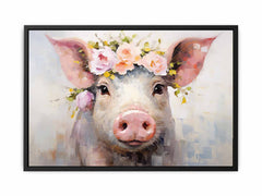 Pig Flower Modern Art Painting Canvas Art Print