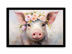 Pig Flower Modern Art Painting Canvas Art Print
