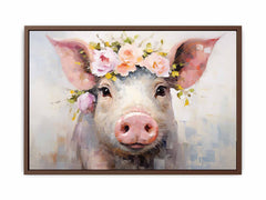 Pig Flower Modern Art Painting Canvas Art Print