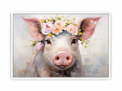 Pig Flower Modern Art Painting Canvas Art Print