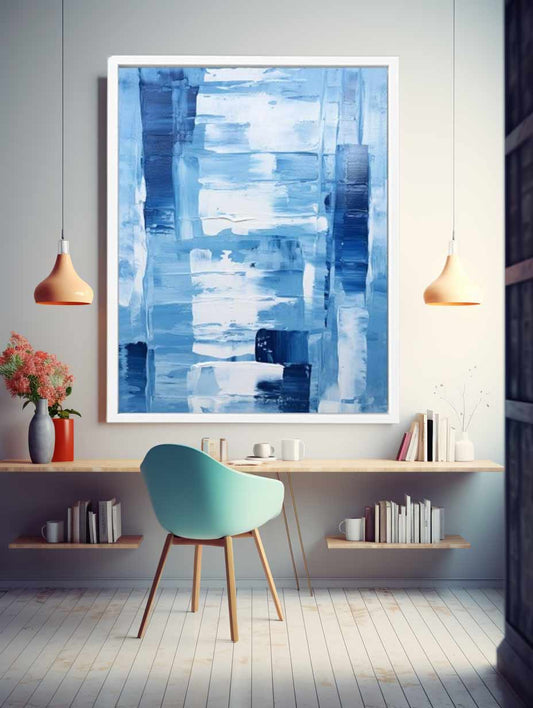 Knife Blue Abstract Art palette knife painting