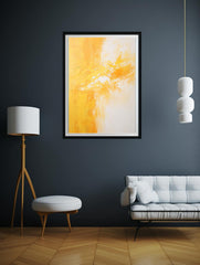 Yellow White Abstract Painting Canvas Art Print