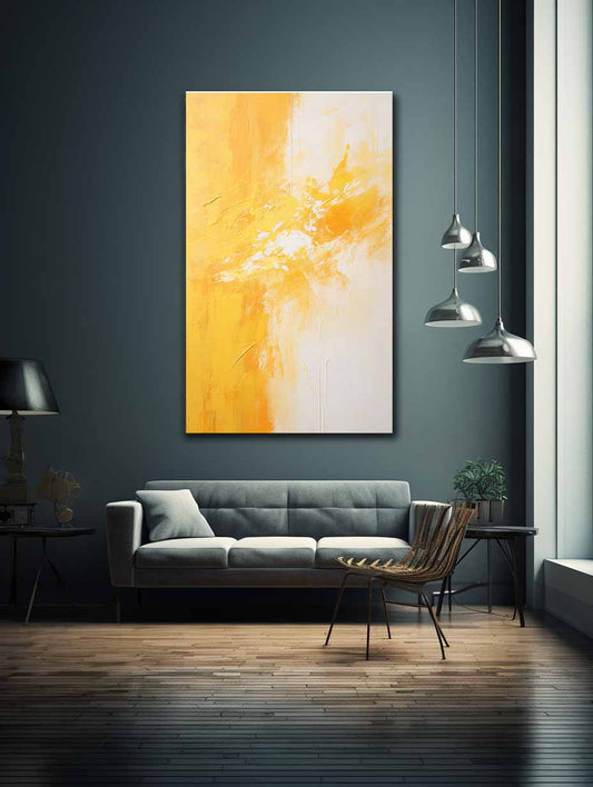 Yellow White Abstract Painting Canvas Art Print