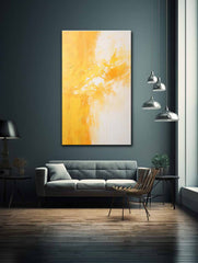 Yellow White Abstract Painting Canvas Art Print