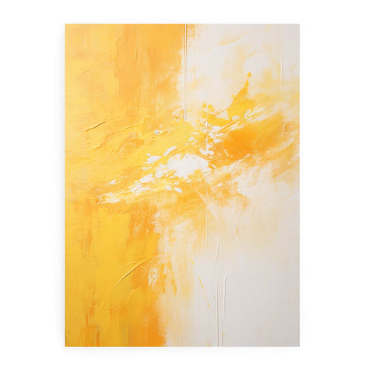Yellow White Abstract Painting Canvas Art Print