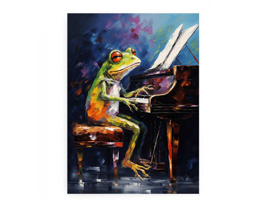 Frog Piano Modern Art Canvas Art Print