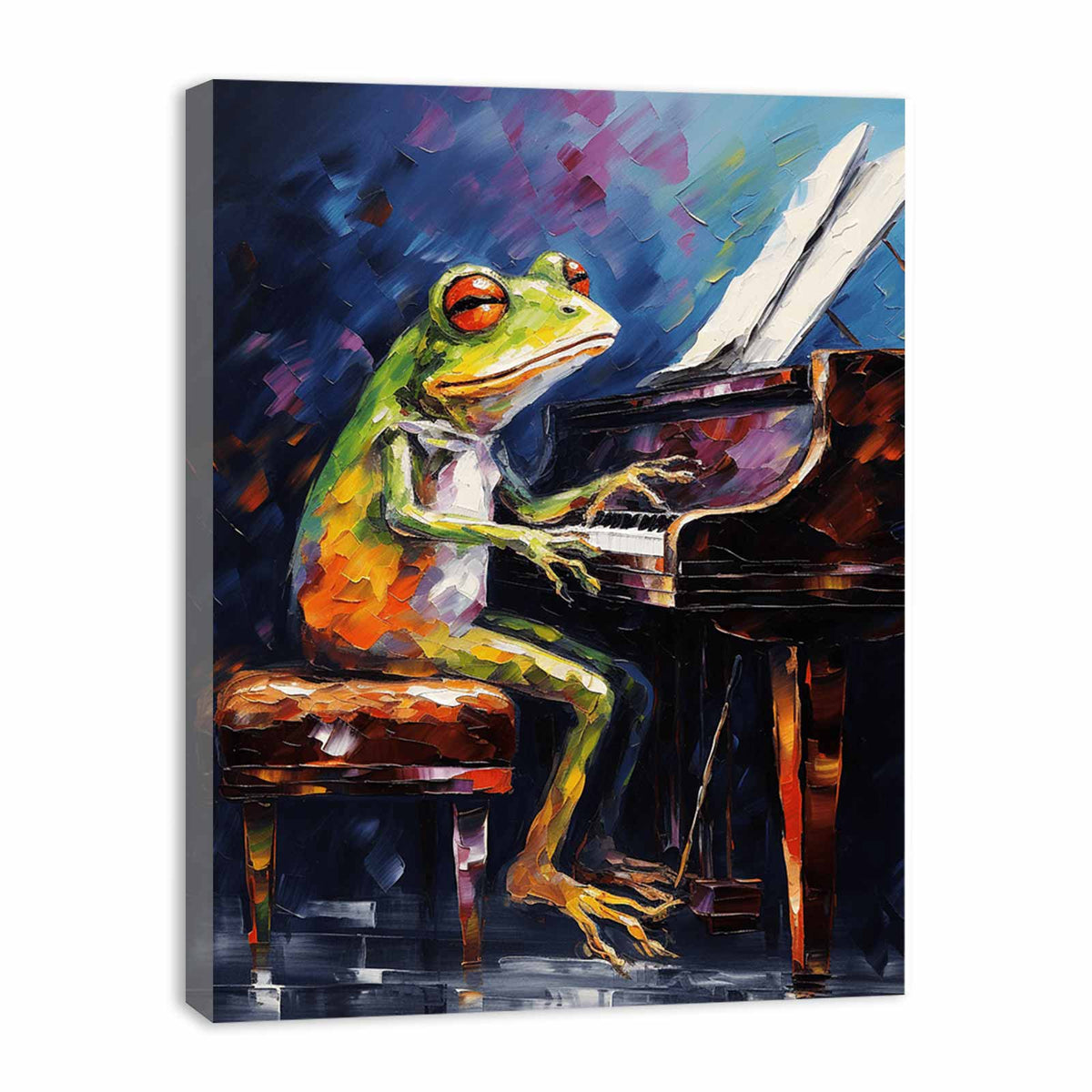 Frog Piano Modern Art Canvas Art Print