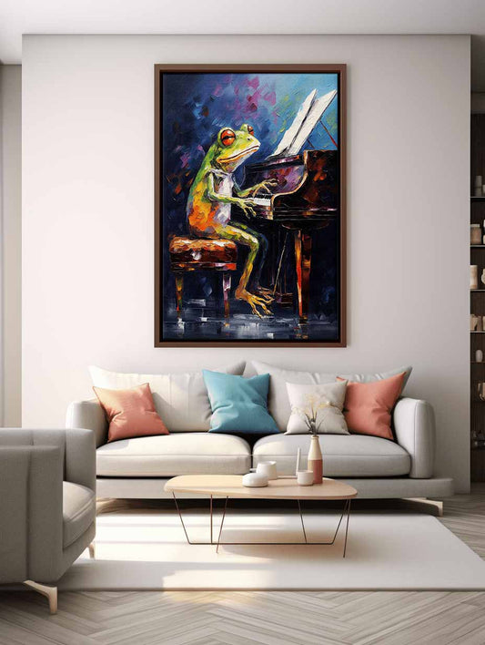 Frog Piano Modern Art Canvas Art Print