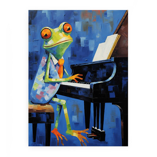 Frog Blue Piano Modern Art Canvas painitng Print