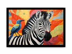 Zebra Bird Modern Art Canvas Art Print