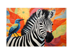 Zebra Bird Modern Art Canvas Art Print