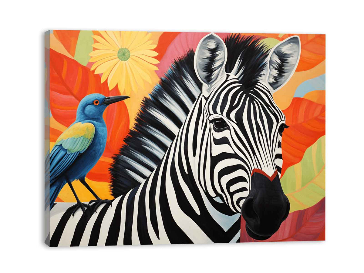Zebra Bird Modern Art Canvas Art Print