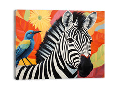 Zebra Bird Modern Art Canvas Art Print