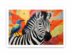Zebra Bird Modern Art Canvas Art Print