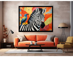 Zebra Bird Modern Art Canvas Art Print